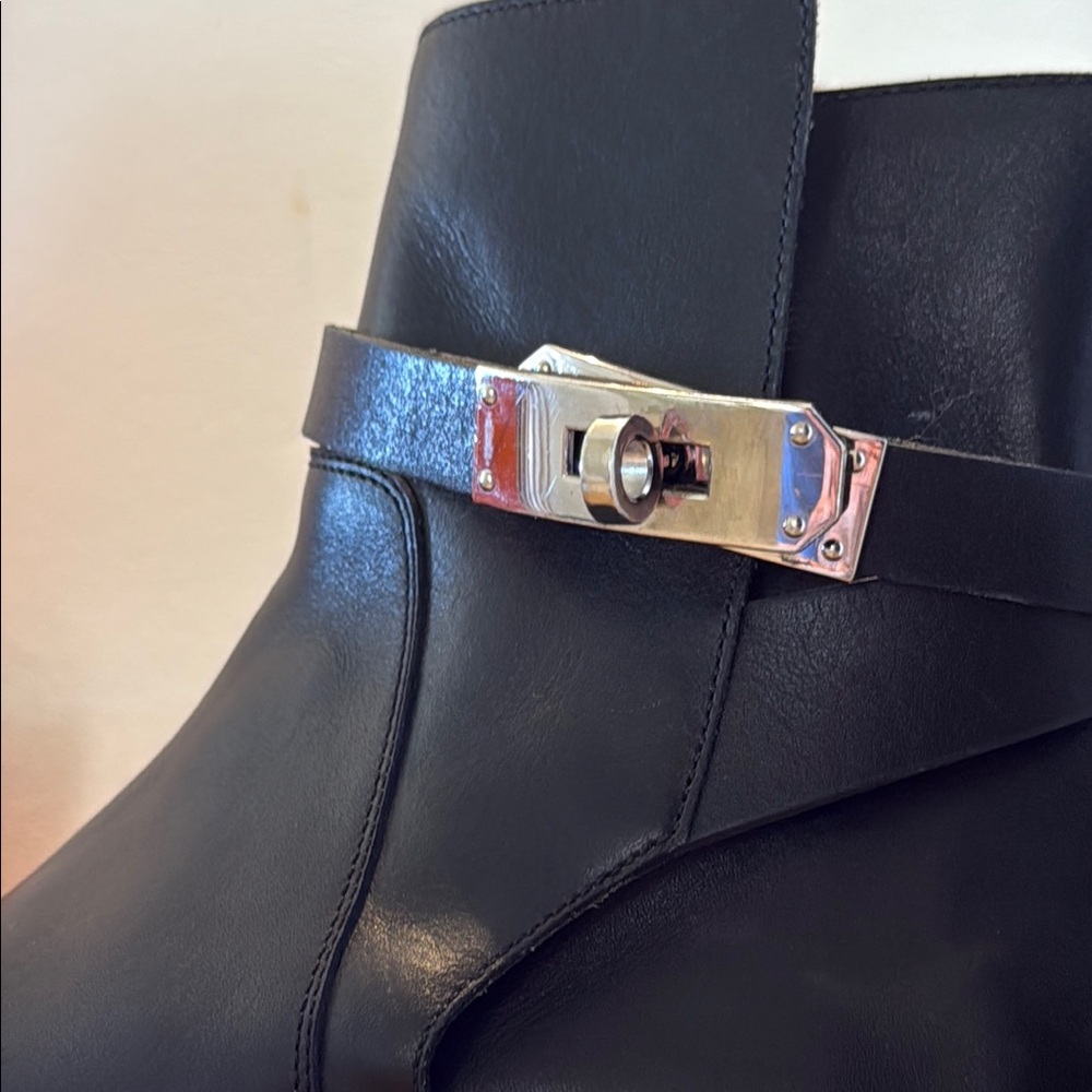 Hermes Black Ankle Boots with Strap Detail - Picture 16 of 17